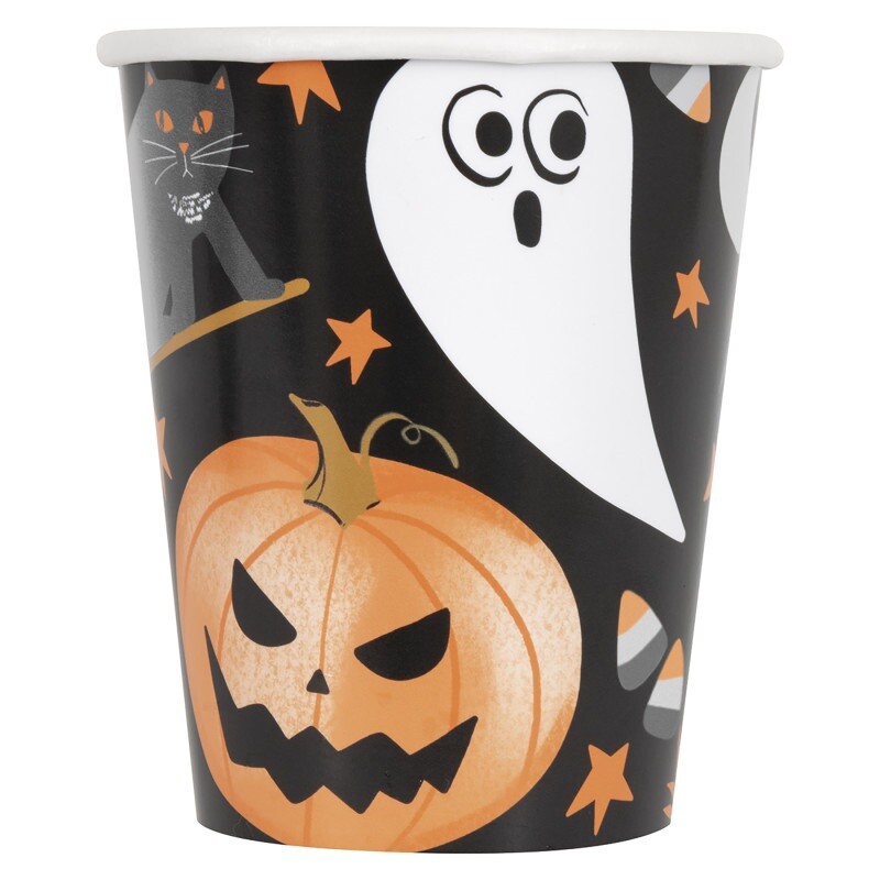 Kelímky papírové Halloween kočička s duchem 250ml 8ks
