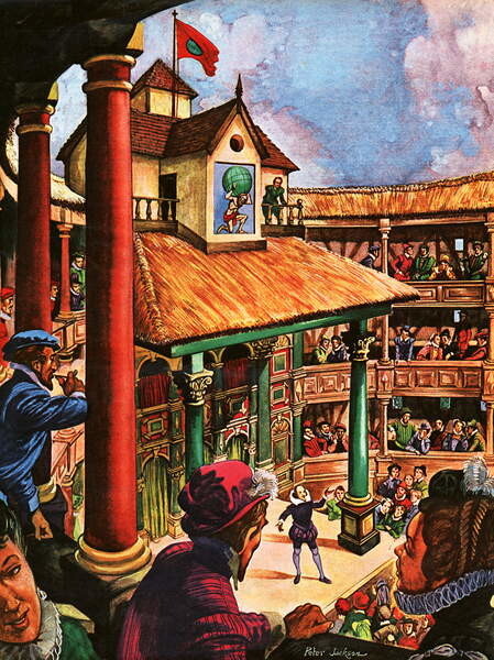Peter Jackson Obrazová reprodukce Shakespeare performing at the Globe Theatre, Peter Jackson, 30 × 40 cm