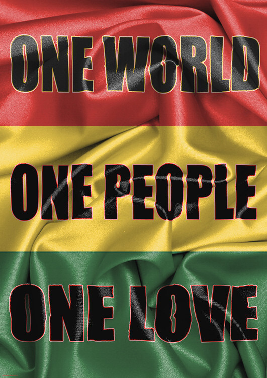 ARTIFICIAL POSTERS Plakát, Obraz - Rasta Flag - One Love, 59.4 × 84.1 cm