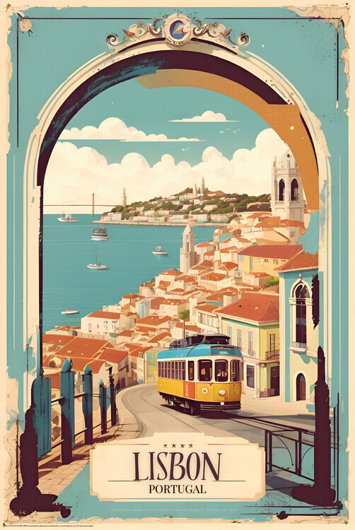 Europosters Plakát, Obraz - Vintage Lisbon Poster: Portuguese Beauty, 61 × 91.5 cm