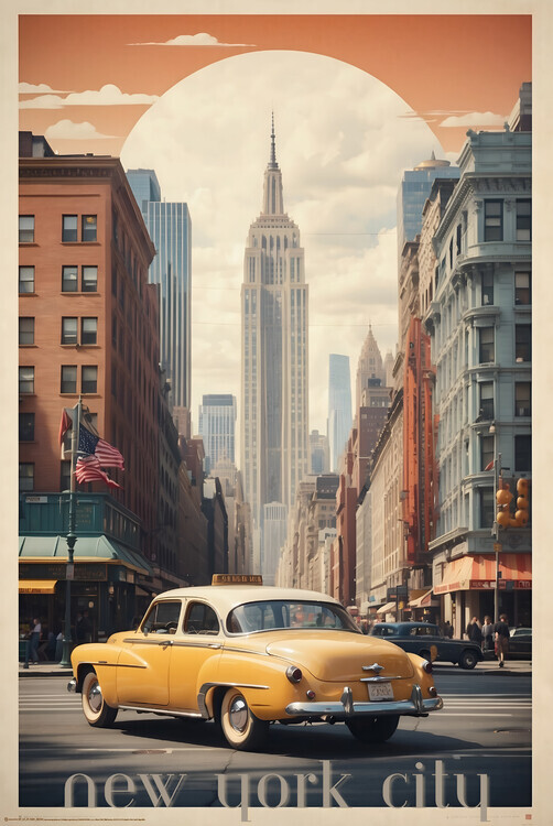 Europosters Plakát, Obraz - New York City Dreams: Vintage Travel Poster, 61 × 91.5 cm