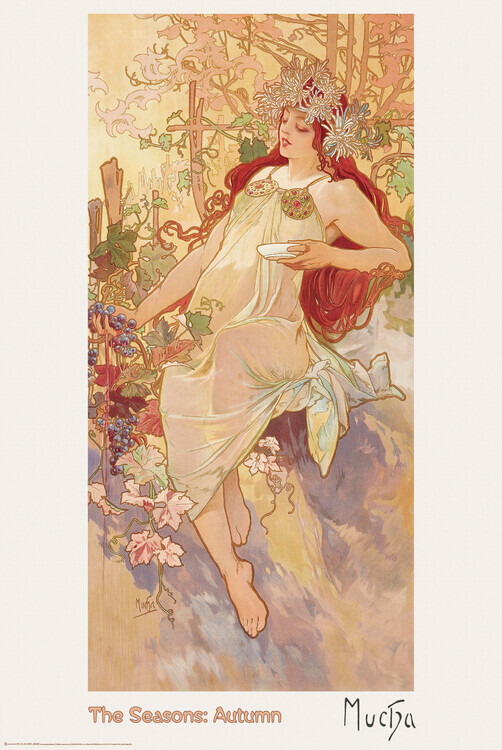 Europosters Plakát, Obraz - Alfons Mucha - The Seasons: Autumn (1896), 61 × 91.5 cm