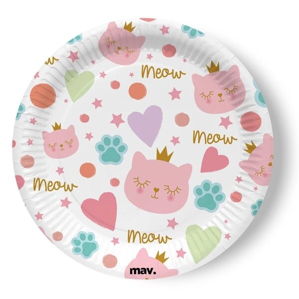 Talíře papírové Kočičí princezna 22,7 cm 8 ks