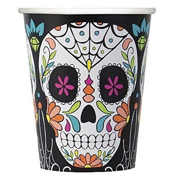 Kelímky papírové mexické lebky 250ml 9ks