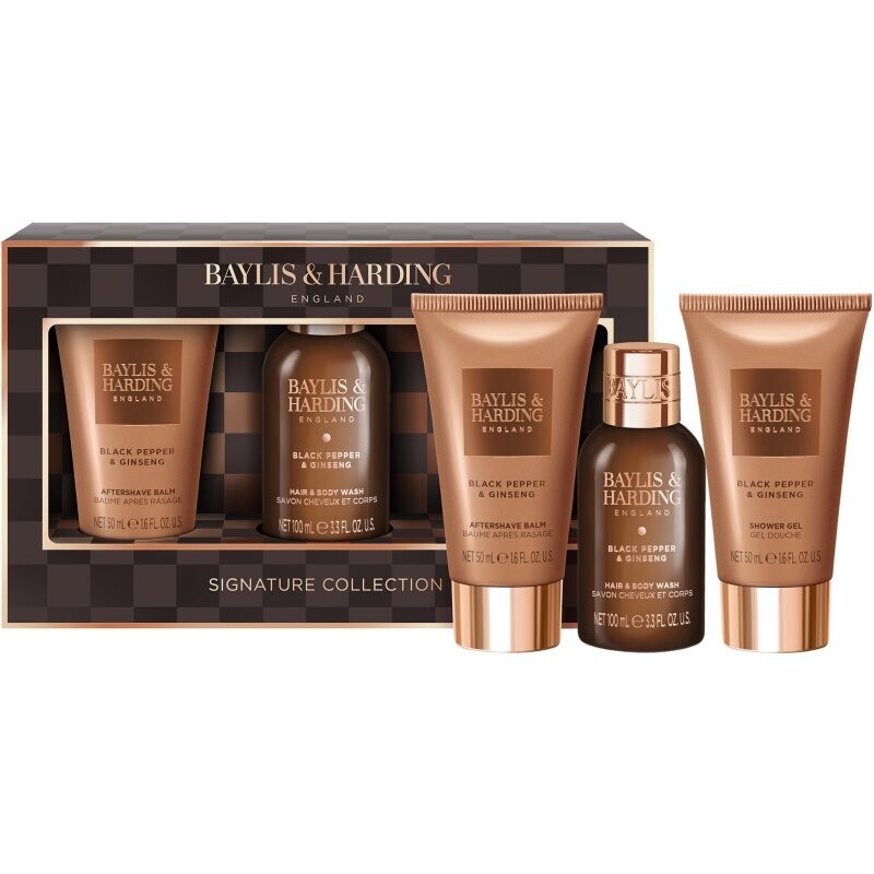 Baylis & Harding Black Pepper & Ginseng dárková sada na obličej, tělo a vlasy pro muže Mini