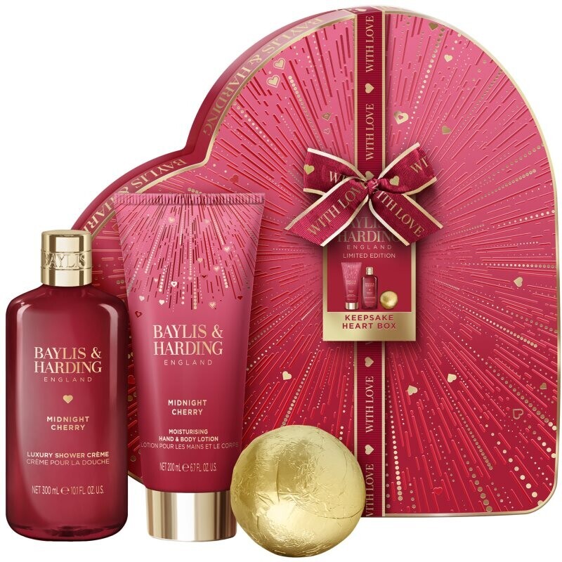 Baylis & Harding Midnight Cherry dárková sada ve tvaru srdce