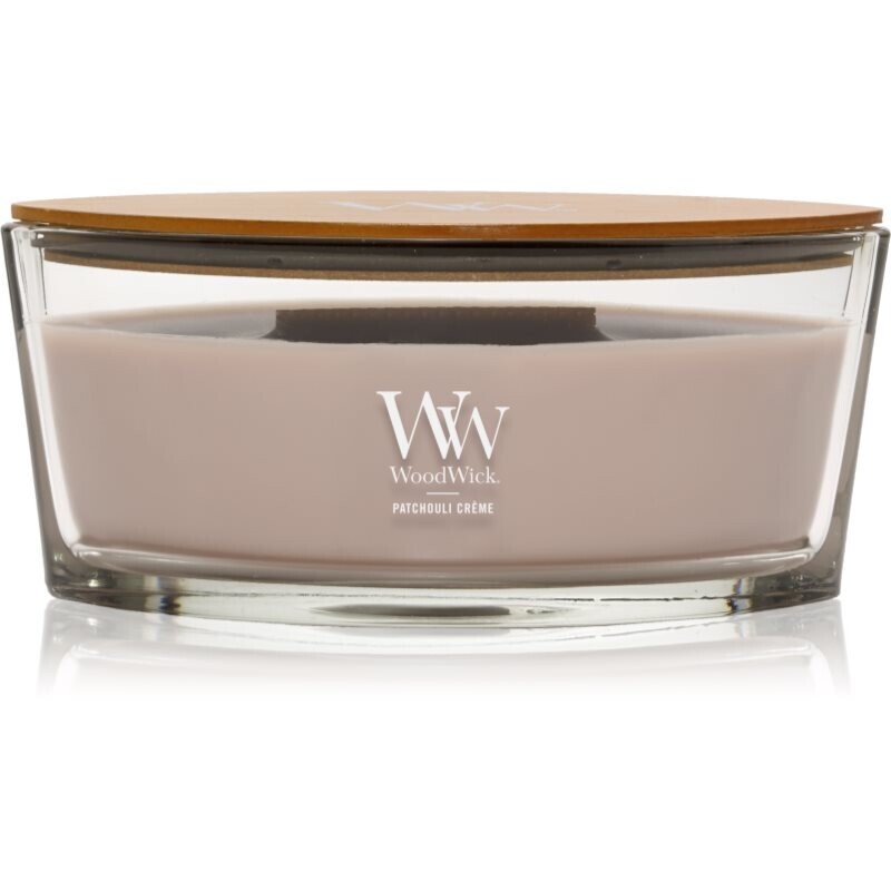 Woodwick Patchouli Créme vonná svíčka s dřevěným knotem (hearthwick) 453.6 g