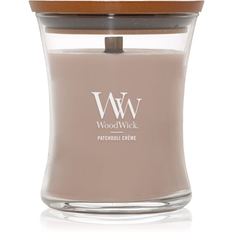 Woodwick Patchouli Créme vonná svíčka s dřevěným knotem 275 g