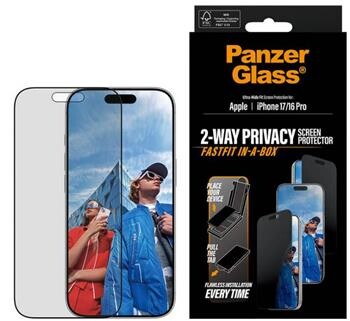 PanzerGlass Privacy na Apple iPhone 17/16 Pro s bezprašným aplikačním boxem