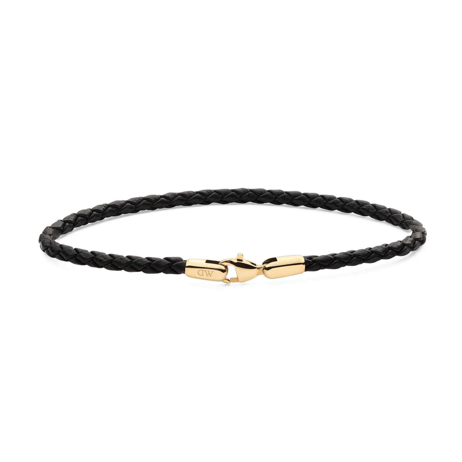 Daniel Wellington Černý pletený kožený náramek Sheffield Daniel DW004017 17,5 cm