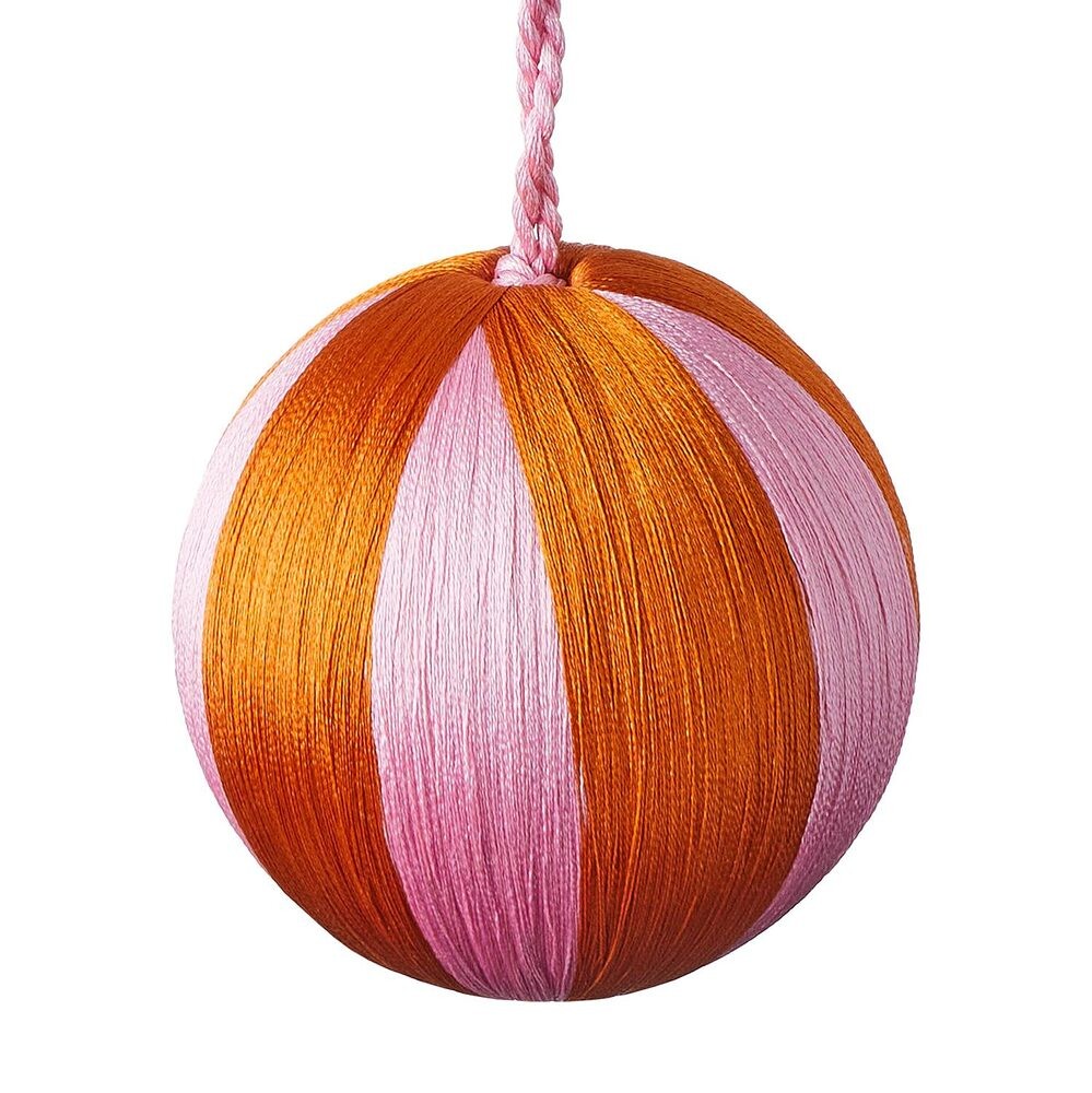 HANG ON Vánoční koule nitě 7 cm - oranžová/růžová