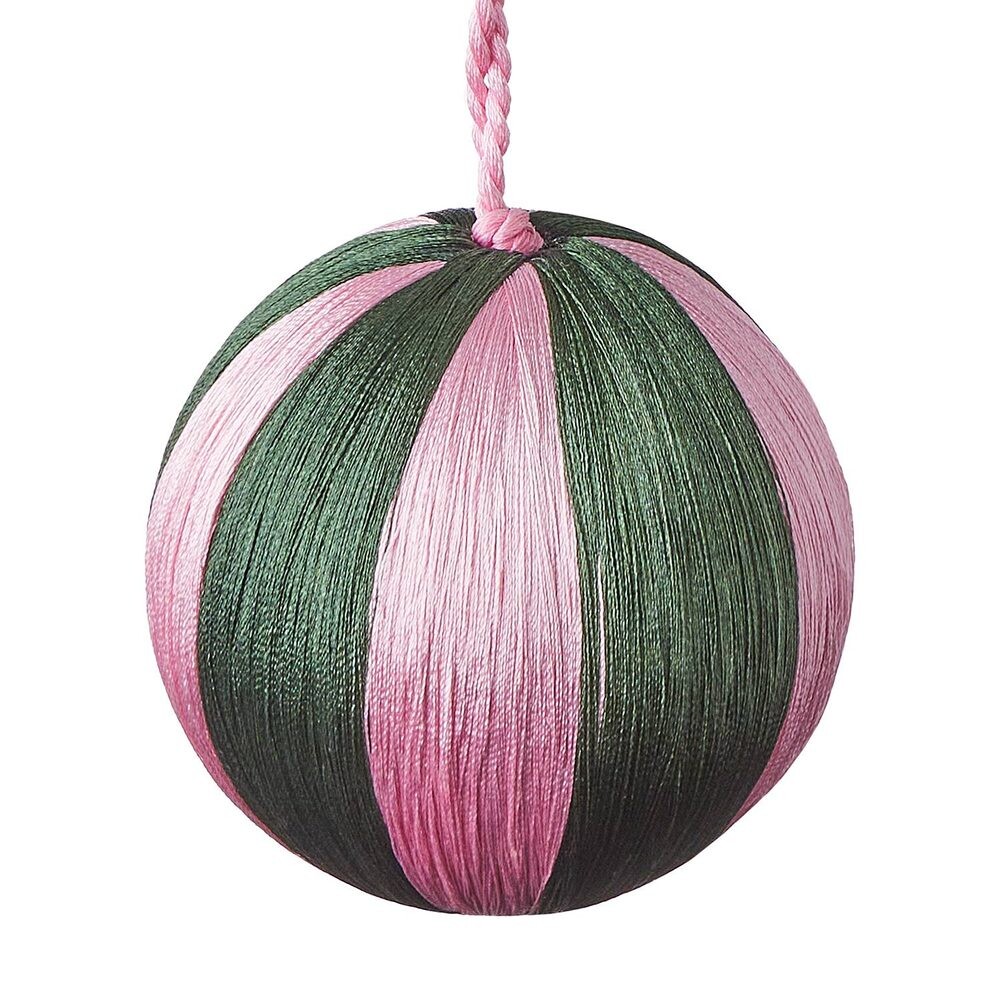 HANG ON Vánoční koule nitě 7 cm - zelená/růžová