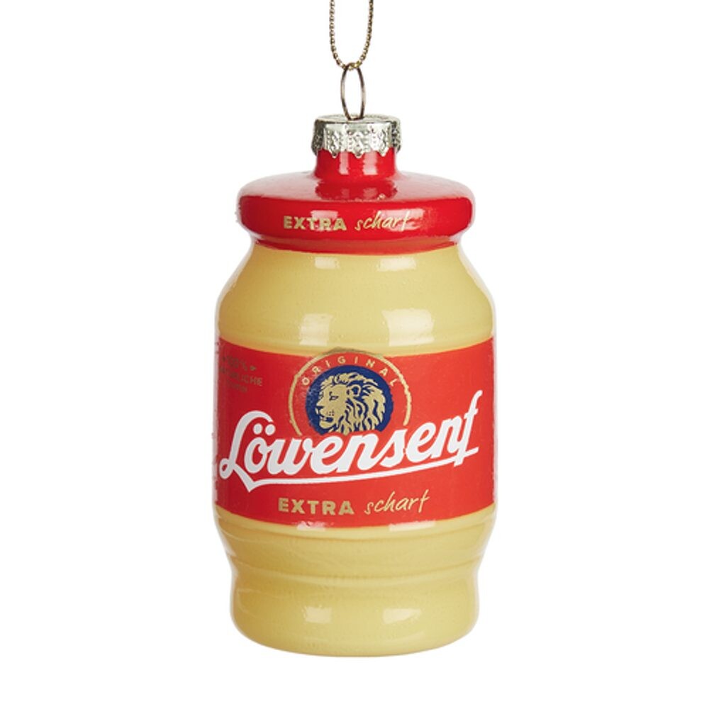 HANG ON Skleněná ozdoba hořčice