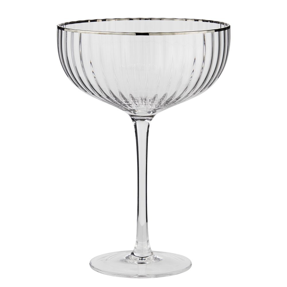 CHELSEA Sklenice na šampaňské se stříbrným okrajem 400 ml