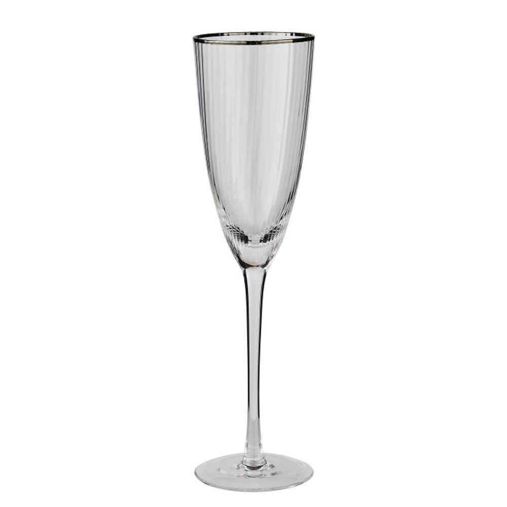 CHELSEA Sklenice na šampaňské se stříbrným okrajem 250 ml