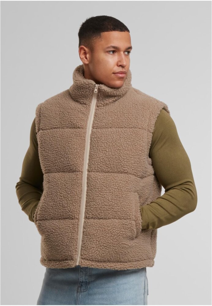 Basic Teddy Puffer Vest - darktaupe 3XL