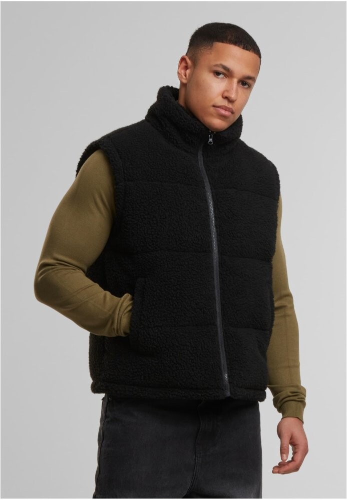Basic Teddy Puffer Vest - black 3XL