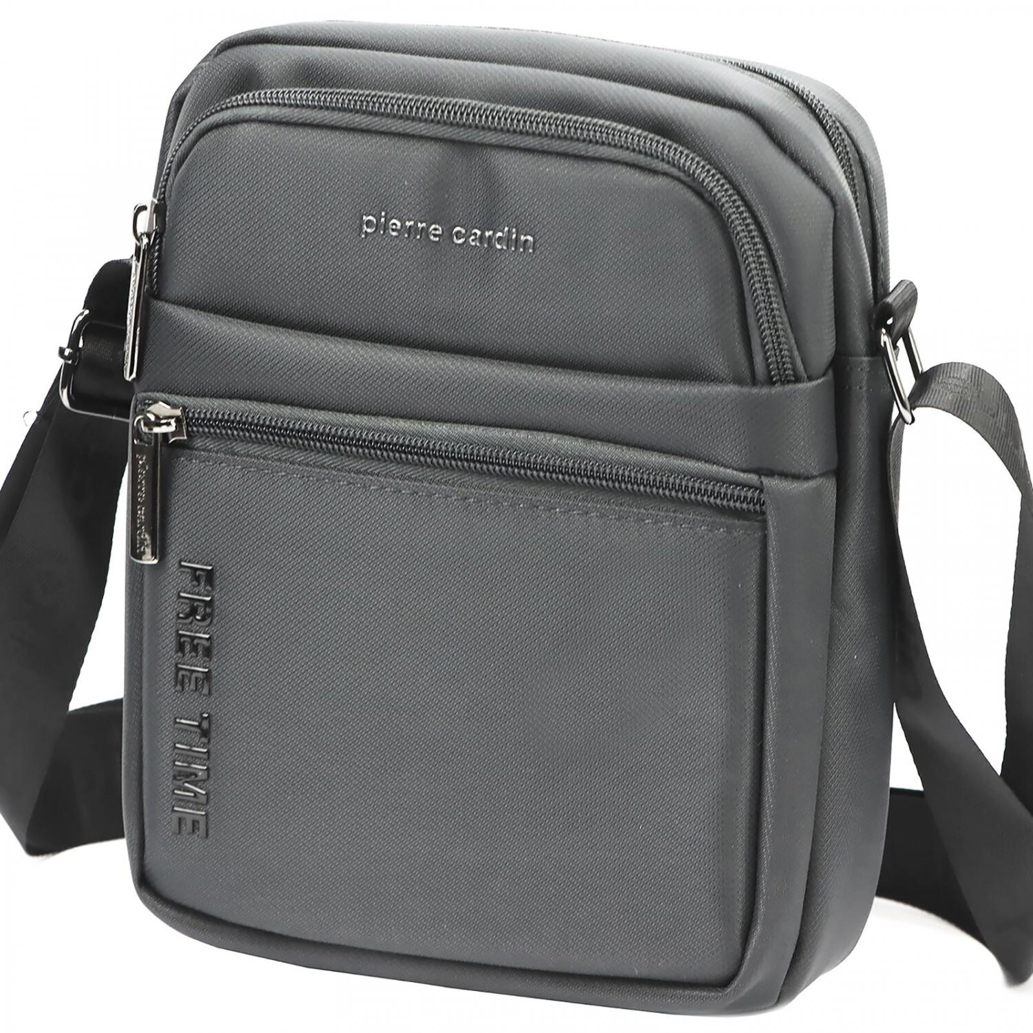 Trendy pánská textilní crossbody taška Pierre Cardin Mariko, šedá