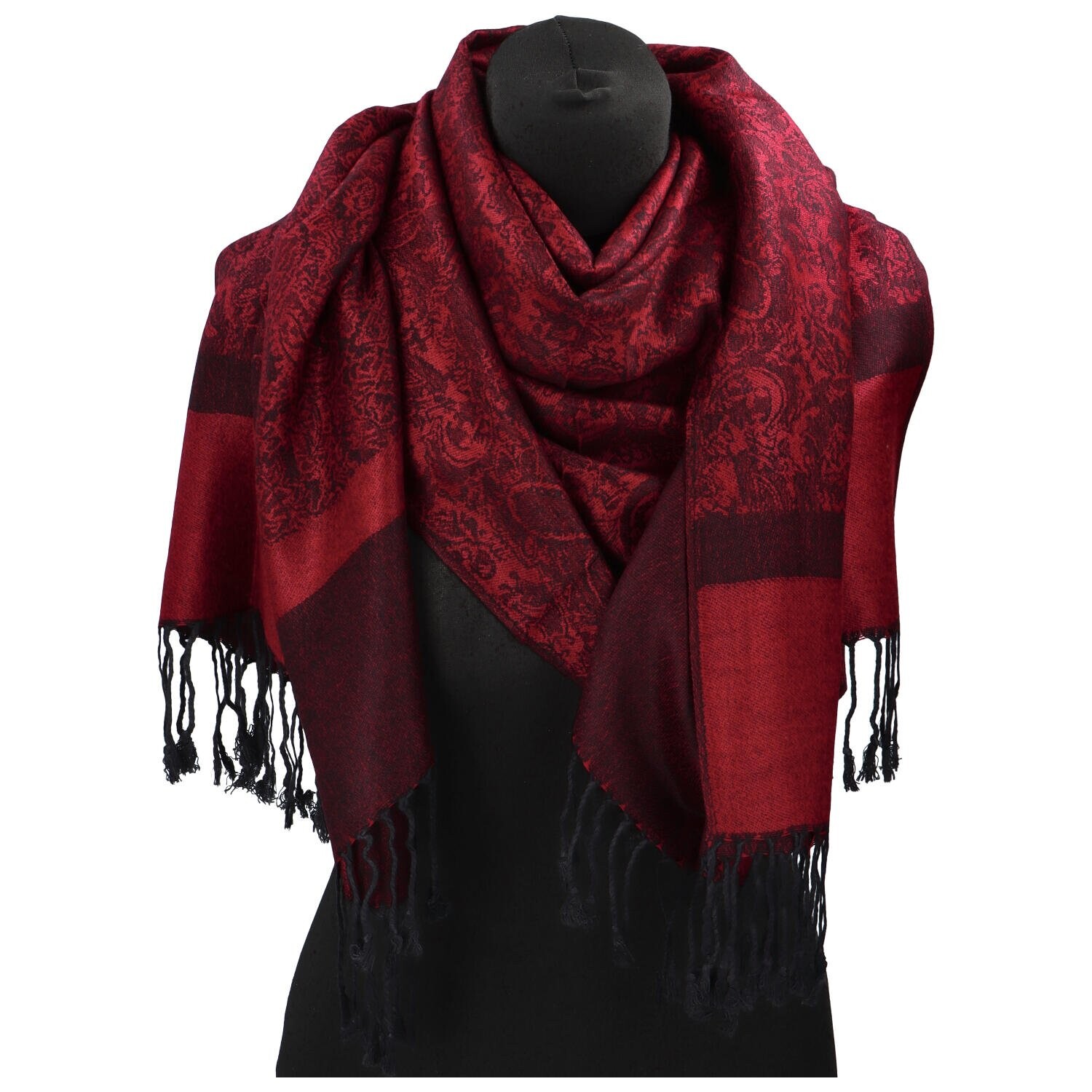 Elegantní dámská zimní šála Klean, tmavě červená - černá