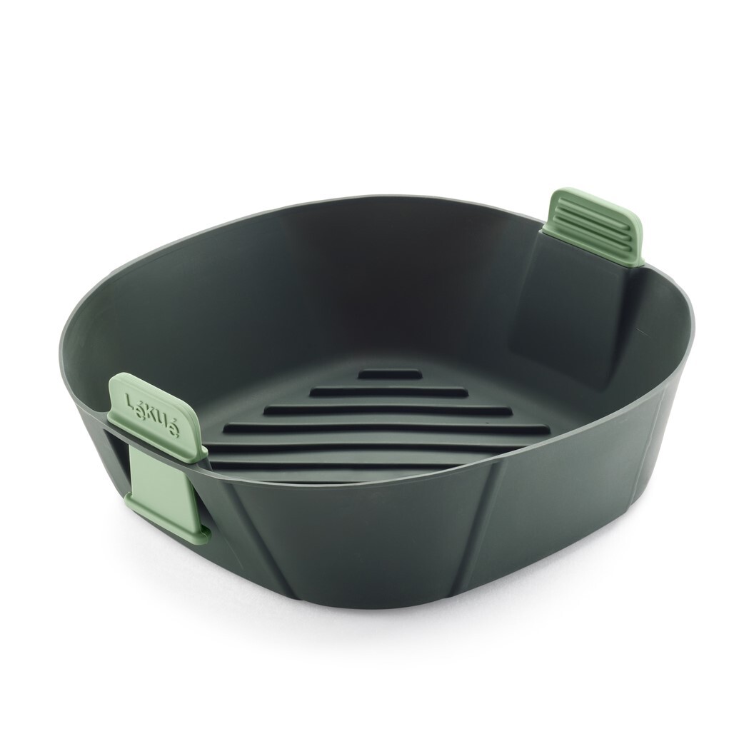 Košík do horkovzdušné fritézy 22 x 22 cm, zelená, silikon, Lékué
