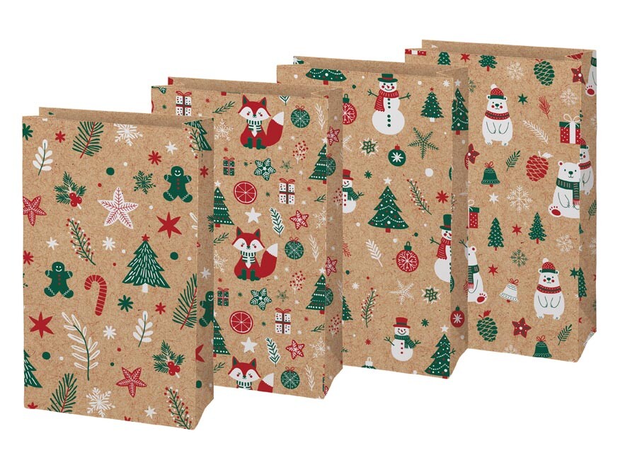 MFP 5252927 Sáček papírový vánoční KRAFT 4 10x18x6cm mix