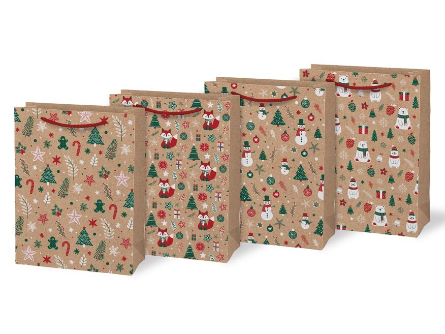 MFP 5252925 Taška vánoční M LUX KRAFT mix V9 (190x250x90)