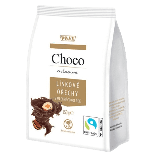 POEX Choco Exclusive Lískové ořechy v mléčné čokoládě 150g