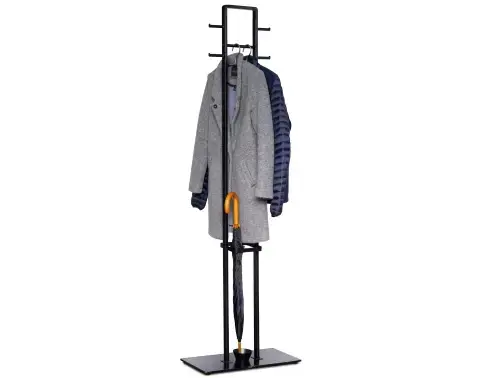 Stojací věšák na šaty a deštník Amber, černý