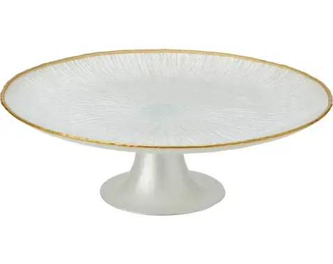 Podnos na dort a cukroví Dia 28x9,4 cm, bílá/zlatá