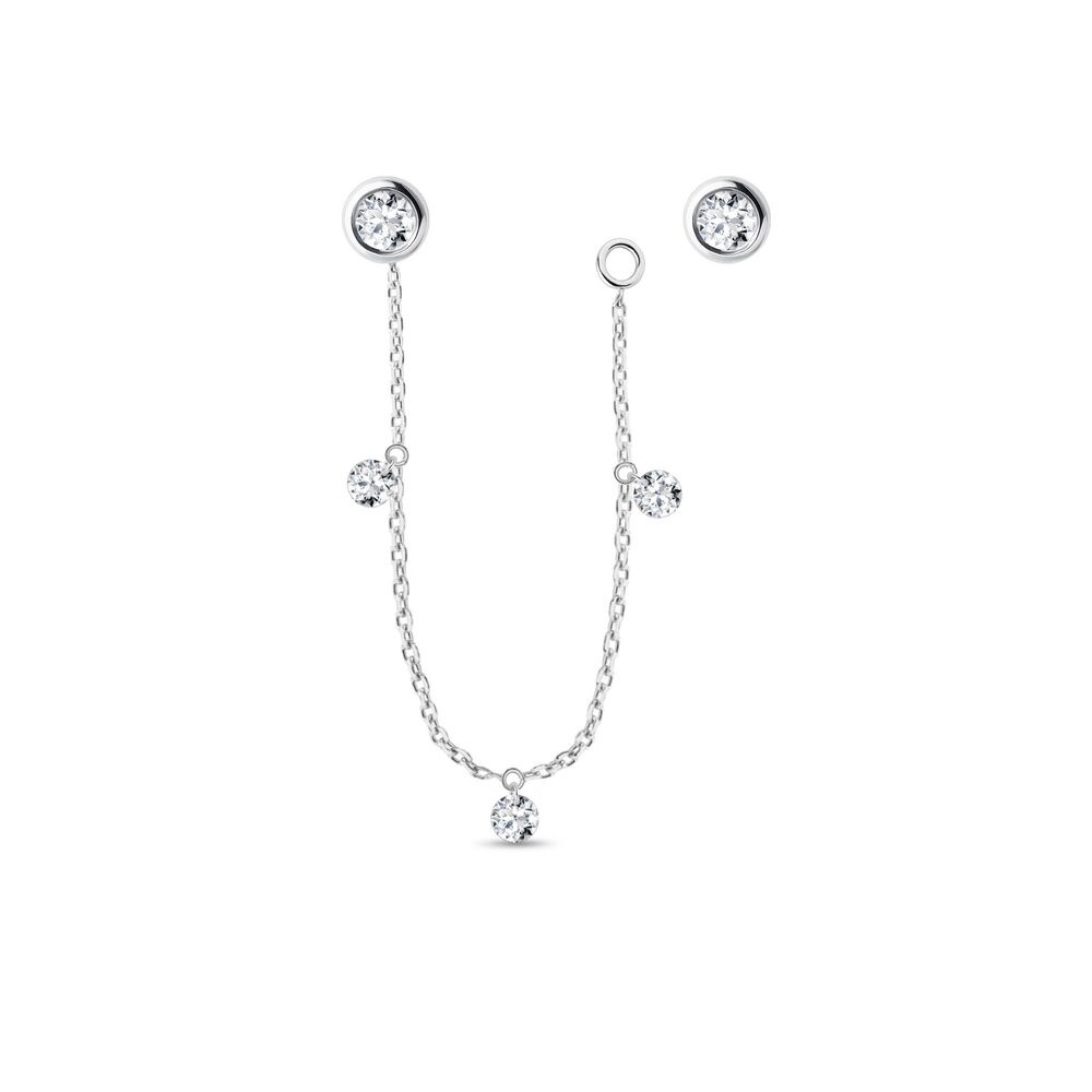 Variabilní náušnice s diamanty a  řetízkem v bílém zlatě KLENOTA