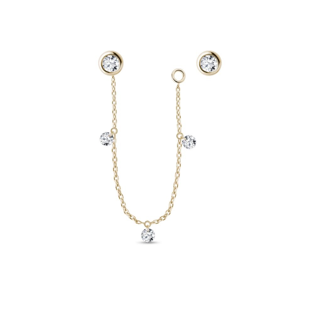 Variabilní náušnice s diamanty a  řetízkem ve zlatě KLENOTA