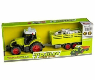 Traktor s přívěsem a zvířátky – se světlem a zvukem