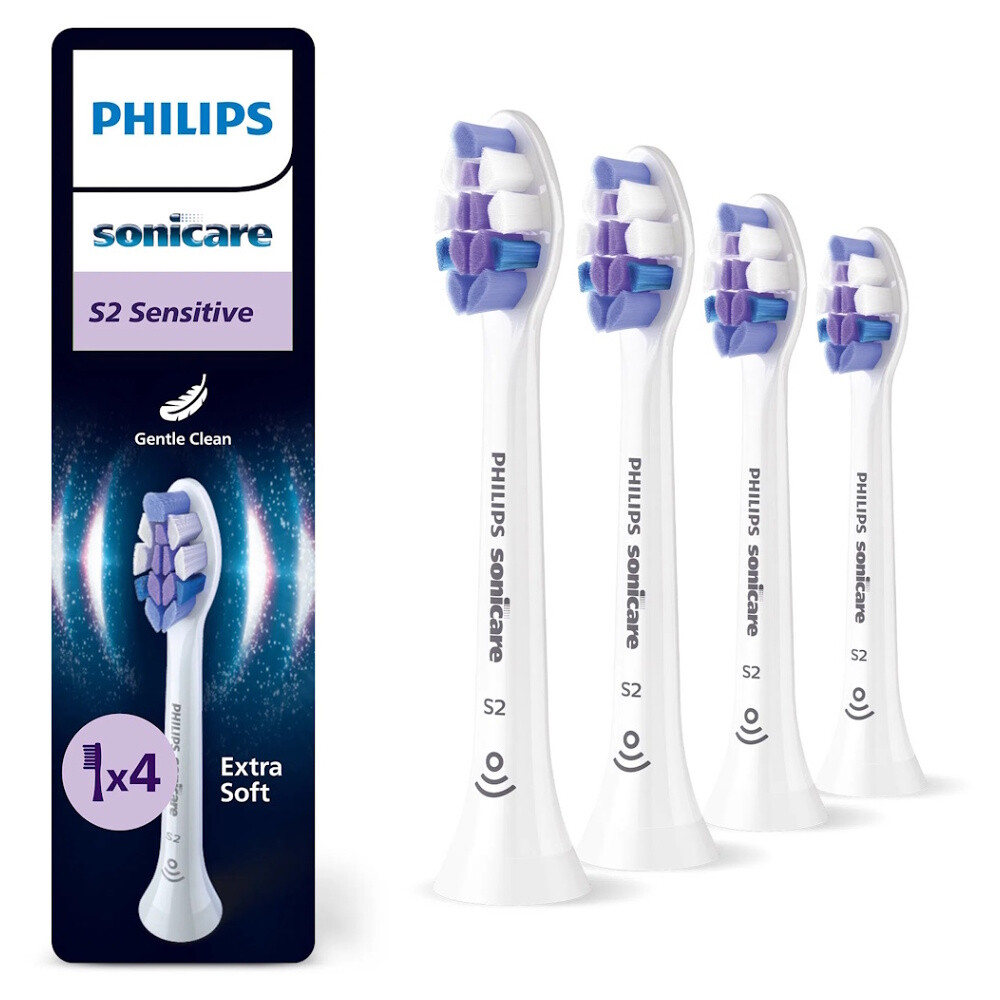 PHILIPS SONICARE Sensitive standard náhradní hlavice bílé 4 kusy HX6054/87, poškozený obal