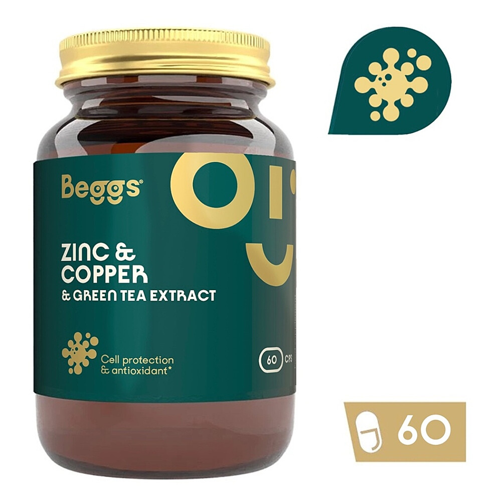 BEGGS Zinc + Copper + Green tea extract 60 kapslí