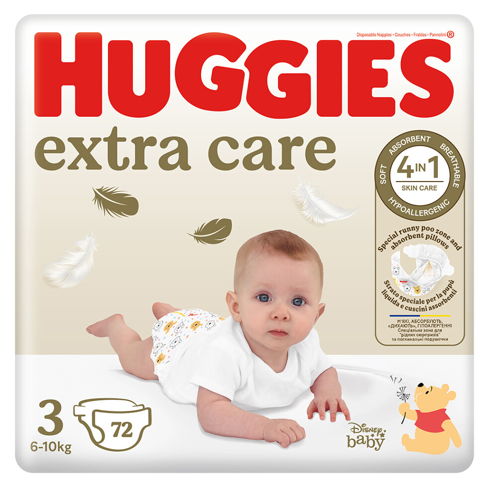 HUGGIES Dětské plenky Extra Care 3 velikost 6-10 kg 72 kusů, poškozený obal