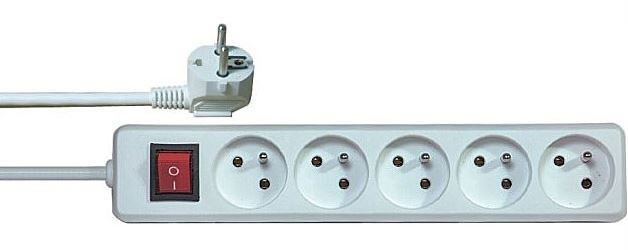 Prodlužovací přívod 1,5m-5x10A plus vypínač,3x1mm2