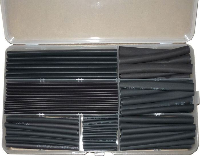 Smršťovací bužírky černé 1,5-13mm, sada 140ks