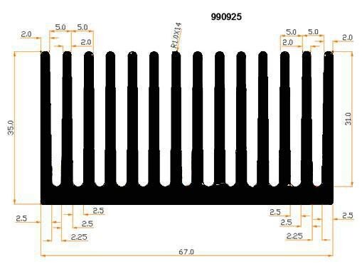 Chladič Al 990925 67x35x100mm