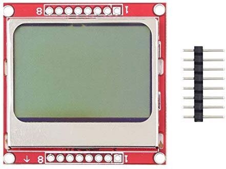 Displej LCD 84x48 znaků, Nokia5110, modré podsvícení, červená DPS