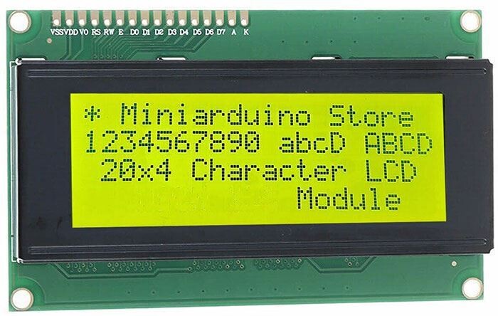 Displej LCD2004 20x4 znaky, žluté podsvícení