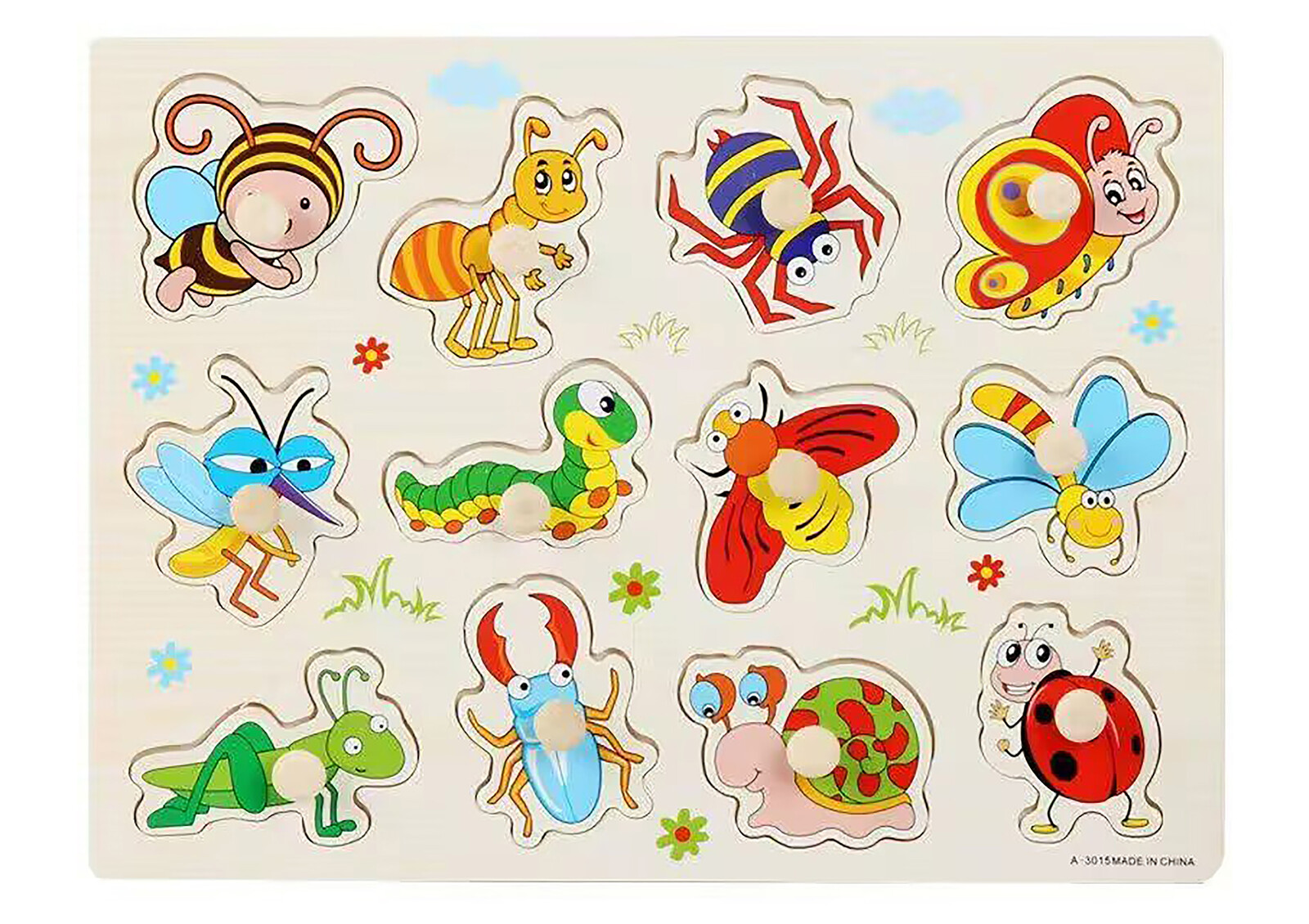 Vkládačka dřevěná hmyz 30cm