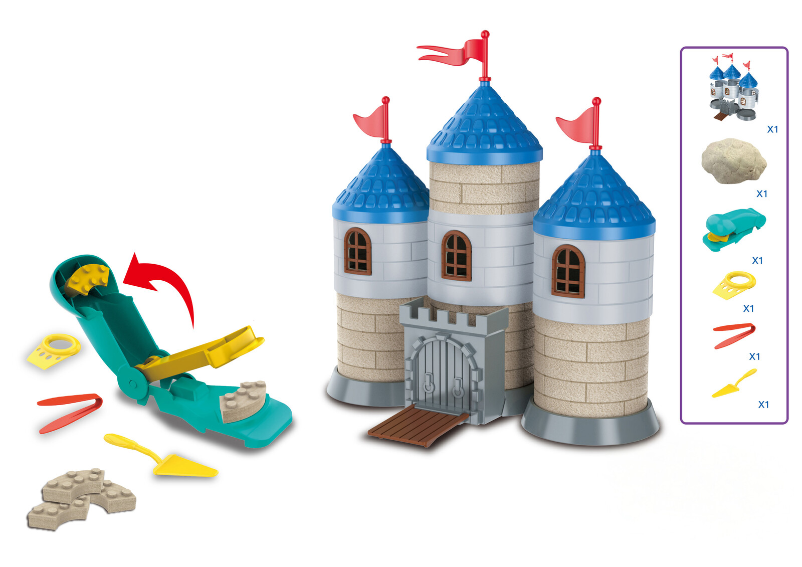 Kinetický písek sada na stavbu s cihliček Hrad 750g - český obal