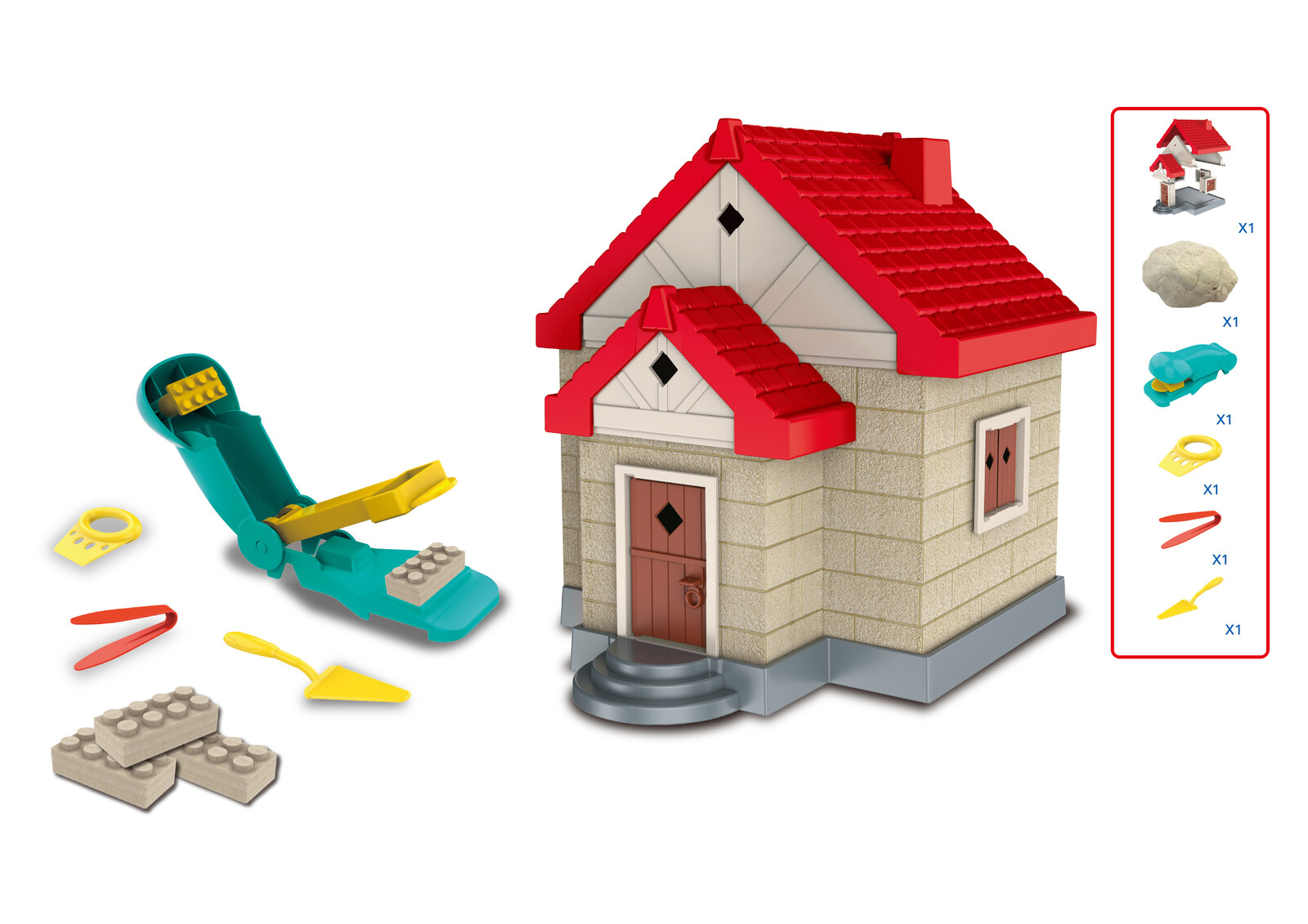 Kinetický písek sada na stavbu s cihliček Dům 750g