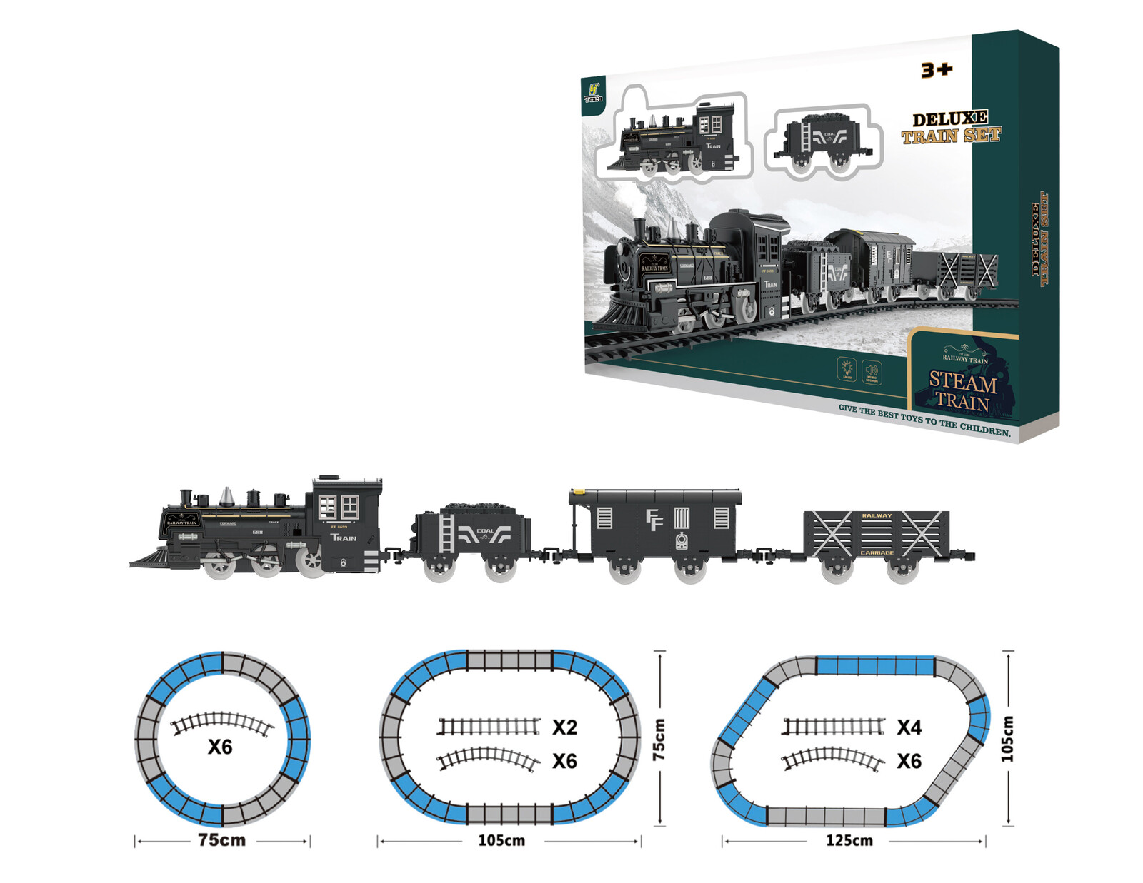Vlak s kouřovými efekty set s dráhou 125x105 cm