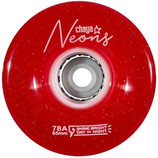Powerslide CHAYA NEON LED  (4KS) Svítící kolečka, červená, velikost