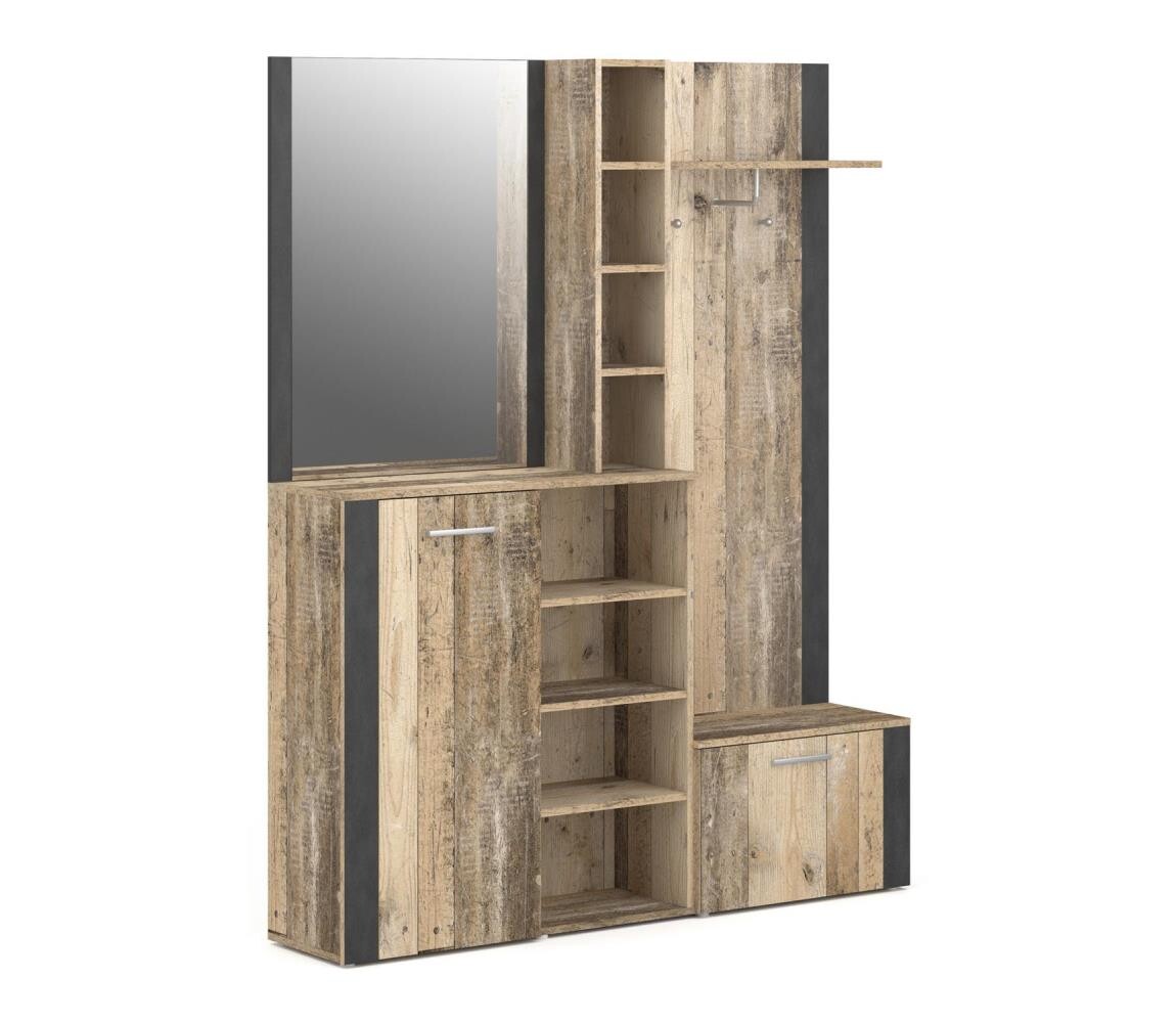 Wipmeb Sp. z o.o Předsíňová stěna se zrcadlem KEVIN hnědá/černá