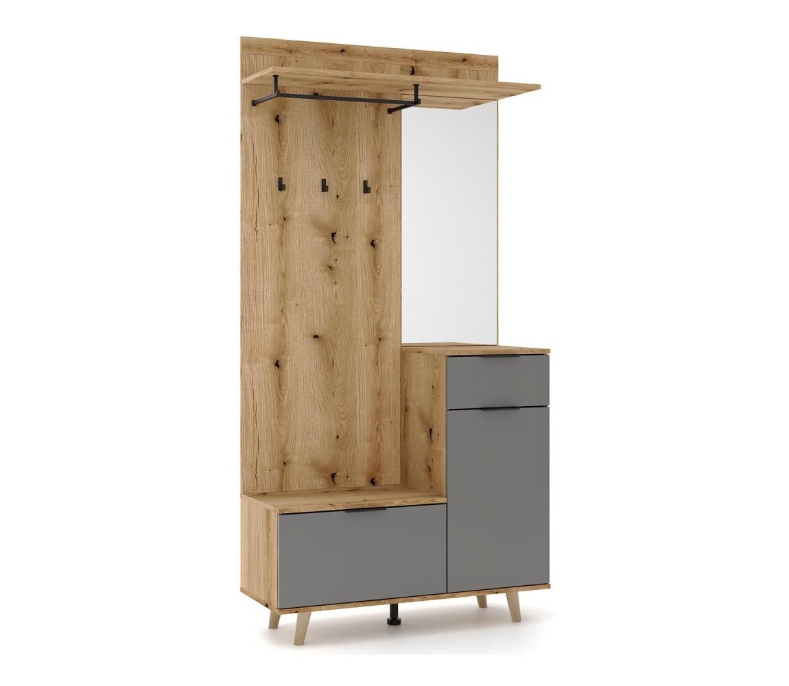 Wipmeb Sp. z o.o Předsíňová stěna se zrcadlem SVEN hnědá/grafit