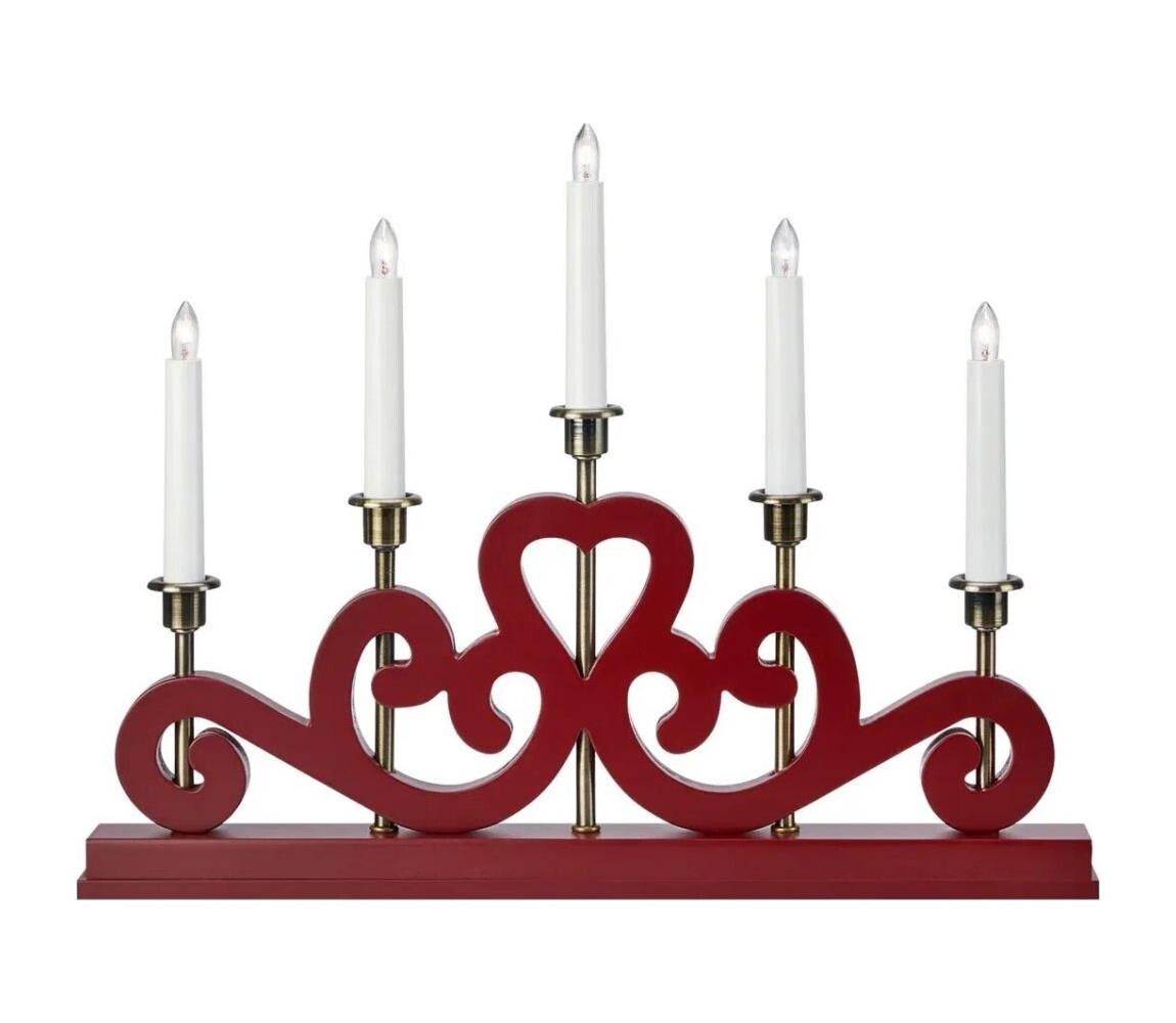 Markslöjd Markslöjd 706211 - Vánoční svícen ENEBY 5xE10/3W/230V červená/mosaz