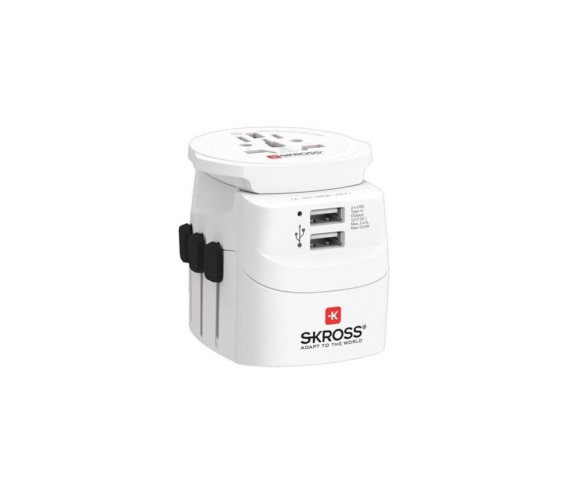 SKROSS SKROSS PA46W - Cestovní ad. PRO Light USB 2A - World, UK+USA+AUS/CN 2x USB-A 12W
