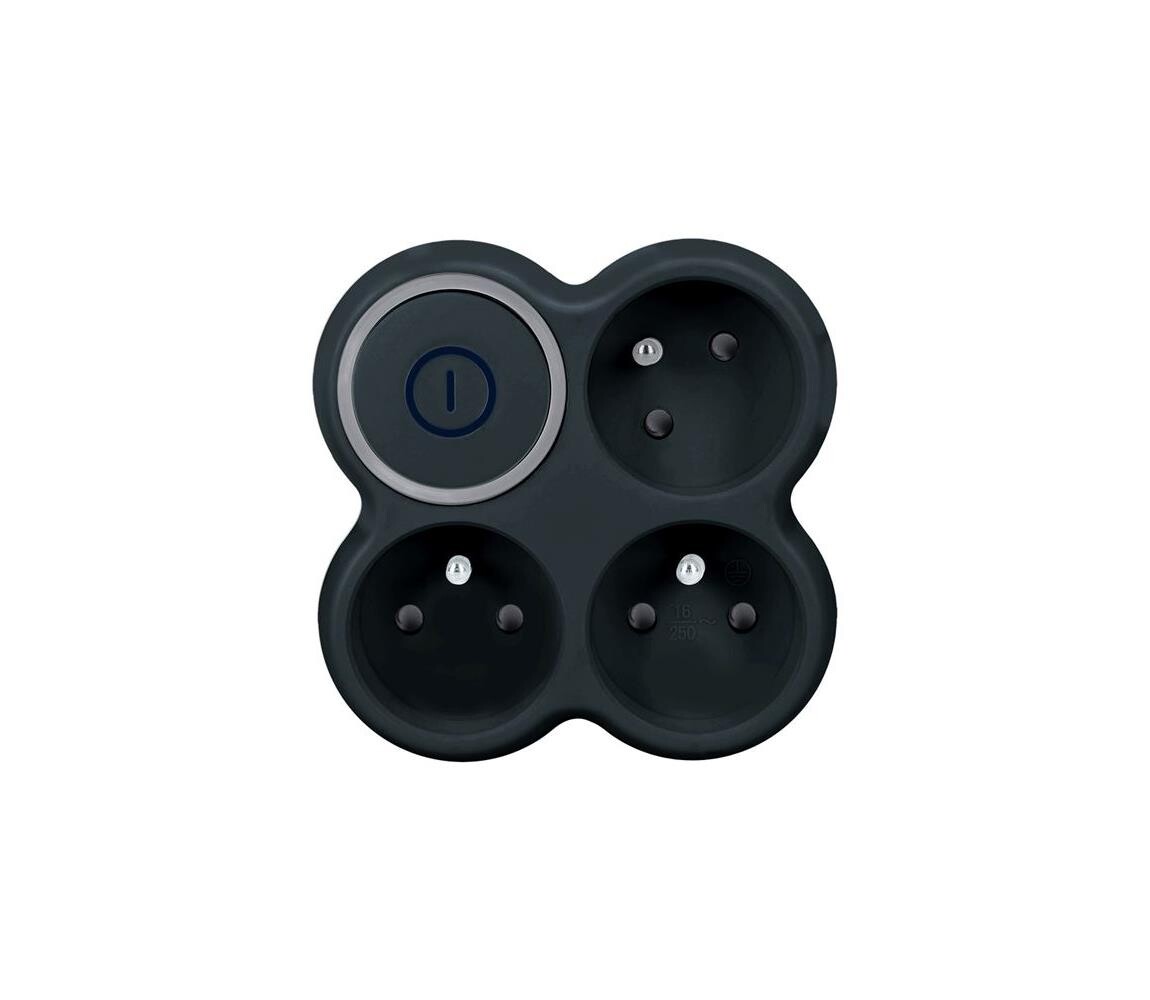 P106B - Rozbočovací zásuvka s vypínačem 3x 10A černá